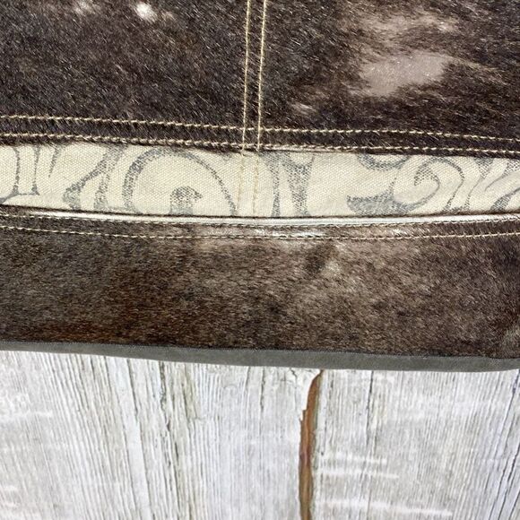 Myra The Gypsy Upcycled Canvas and Genuine Cowhide Leather Tote Bag - Picture 6 of 12